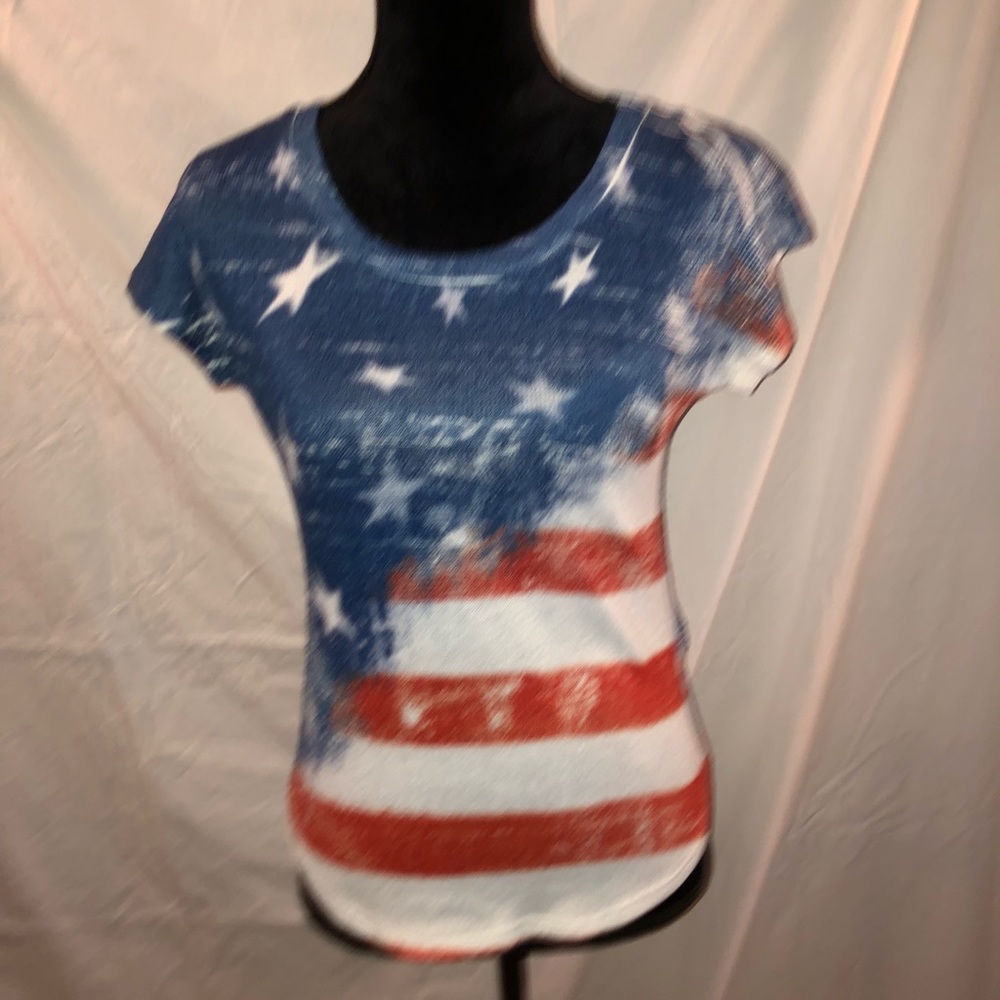 Women’s knit Flag Shirt, sz S, worn & washed once